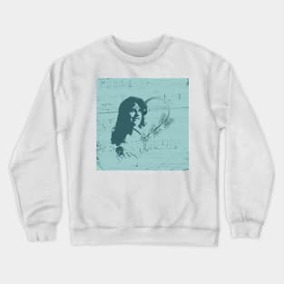 Female Silhouette Soprano Opera Singer, Music, Handwritten Scales, Butterflies and Hearts in Teal Crewneck Sweatshirt